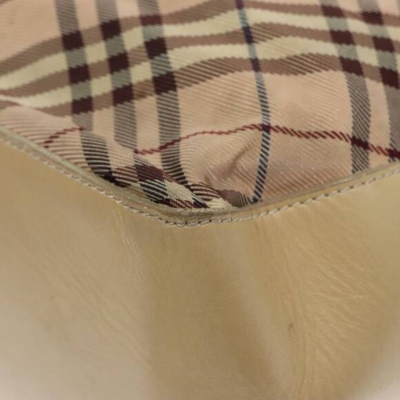 BURBERRY Nova Check Blue Label Tote Bag Nylon Beige Silver Auth 96792 - Picture 15 of 16